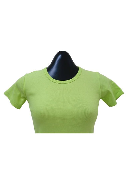 Landmark Cropped Round Neck Mini Sleeves Girls Teens tshirt - Apple Green