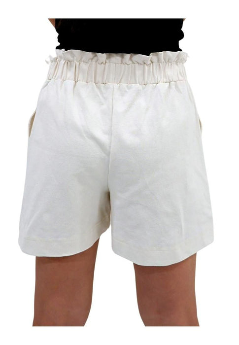 Landmark Hi-Waist Paper Bag Shorts for Girls teens - Cream