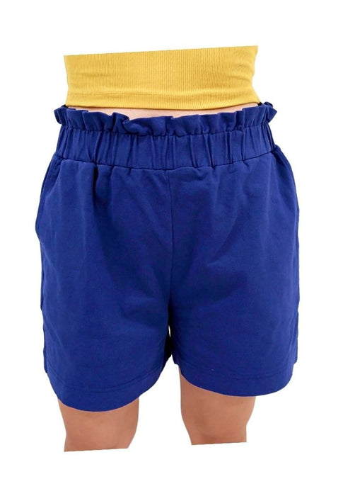 Landmark Hi-Waist Paper Bag Shorts for Girls teens - Navy Blue