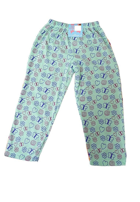 Landmark Pajama Pants Butterfly, Flower and Heart 2 in 1 - Mint Green/ Light Peach