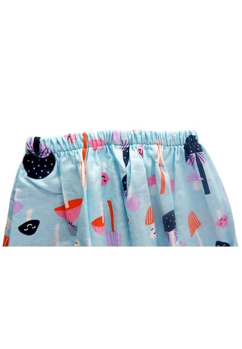 Landmark Boy's Shorts Sleeves with Collar and Pajama Set - Light Blue/Lilac Piping