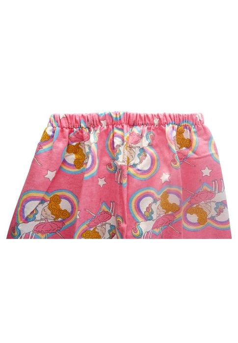 Landmark Girl's Shorts Sleeves with Collar and Pajama Set - Pink/Light Blue Piping