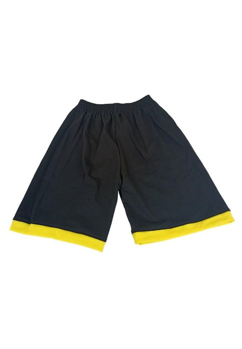 Landmark Muscle Set Cool Dude with Leaves Patch Pocket Print and Plain Shorts Black/Yellow