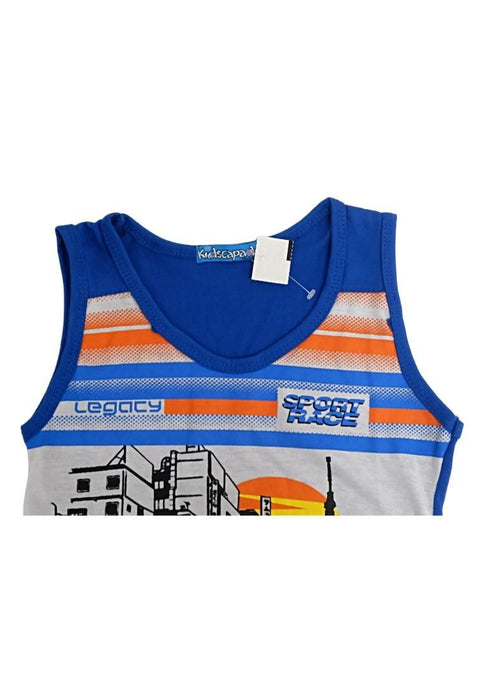 Landmark Short Set Sando Legacy Sport Race Print - Estate Blue