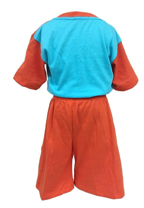 Landmark Short Set Orange/Aqua with Tennis-Print Pocket Tshirt