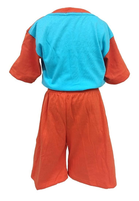 Landmark Short Set Orange/Aqua with Tennis-Print Pocket Tshirt
