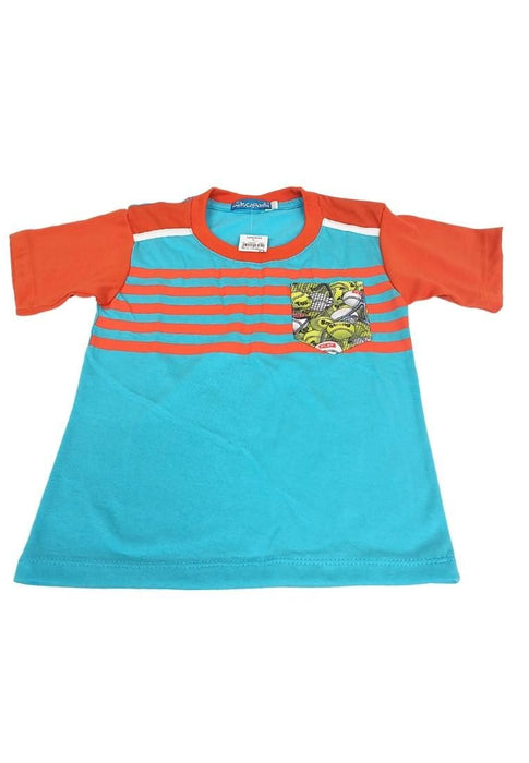 Landmark Short Set Orange/Aqua with Tennis-Print Pocket Tshirt