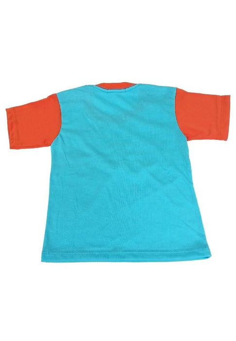 Landmark Short Set Orange/Aqua with Tennis-Print Pocket Tshirt