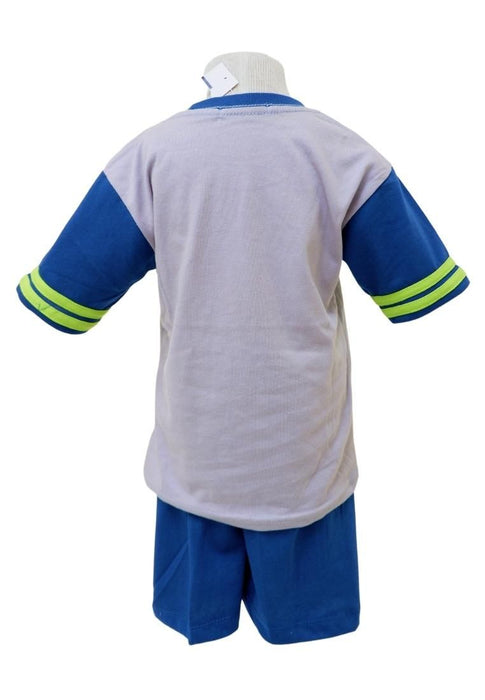 Landmark Short Set T-shirts With Bombi Pocket Football Print Knight Blue/Gray