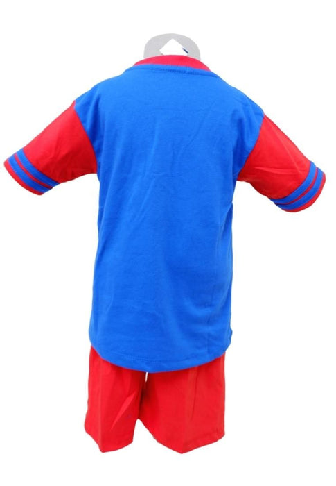 Landmark Short Set T-shirts With Bombi Pocket Football Print Red/Bonnie Blue