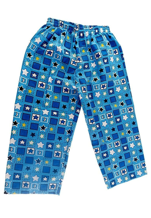 Landmark Full Garter Pajama Pants Flannel Print Stars Rectangle - Light Blue