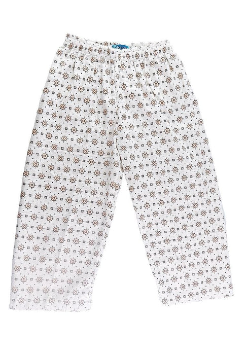 Landmark Full Garter Pajama Pants Flannel Print Melon Circles - White