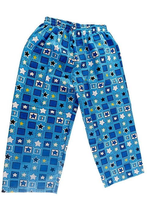 Landmark Full Garter Pajama Pants Flannel Print Stars Rectangle - Light Blue