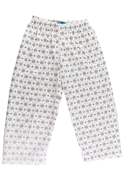 Landmark Full Garter Pajama Pants Flannel Print Melon Circles - White