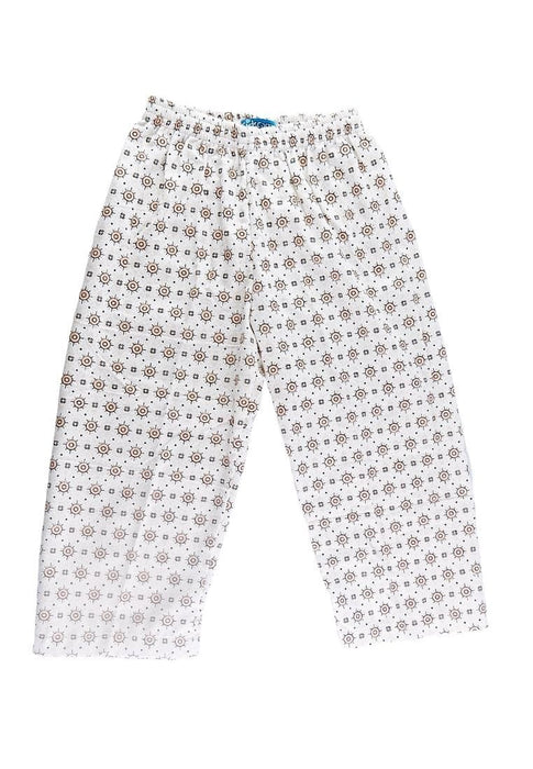 Landmark Full Garter Pajama Pants Flannel Print Melon Circles - White