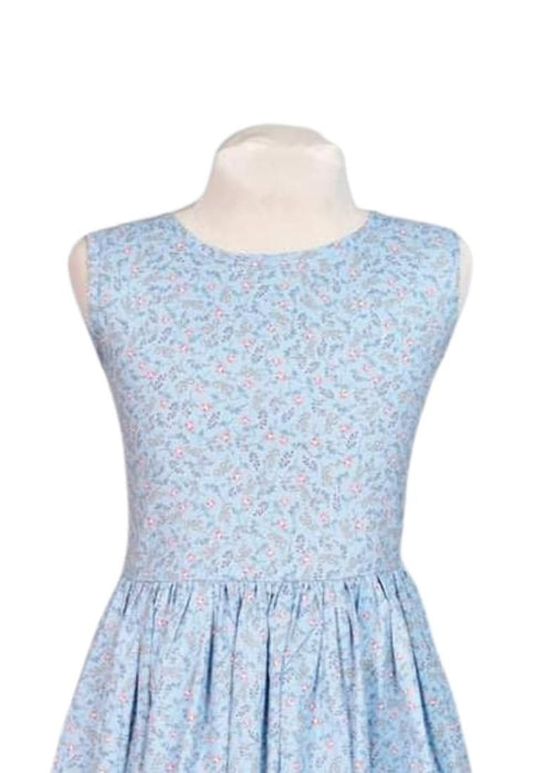 Landmark Round Neck Dress Sleeveless V-Back with Tie Knot Floral Print - Floral Blue