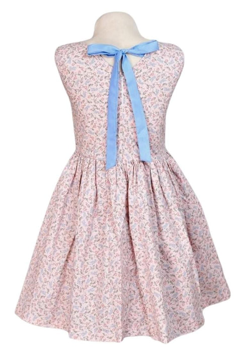 Landmark Round Neck Dress Sleeveless V-Back with Tie Knot Print - Floral Peach