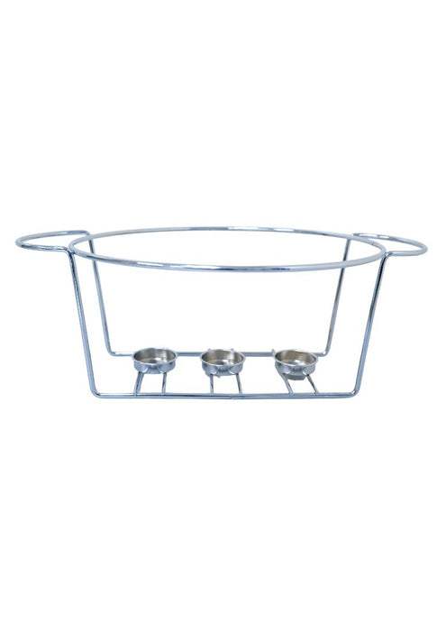 Slique Ceramic Round 3-Burner Casserole Dish 3.5L with Glass Lid and Chrome Stand