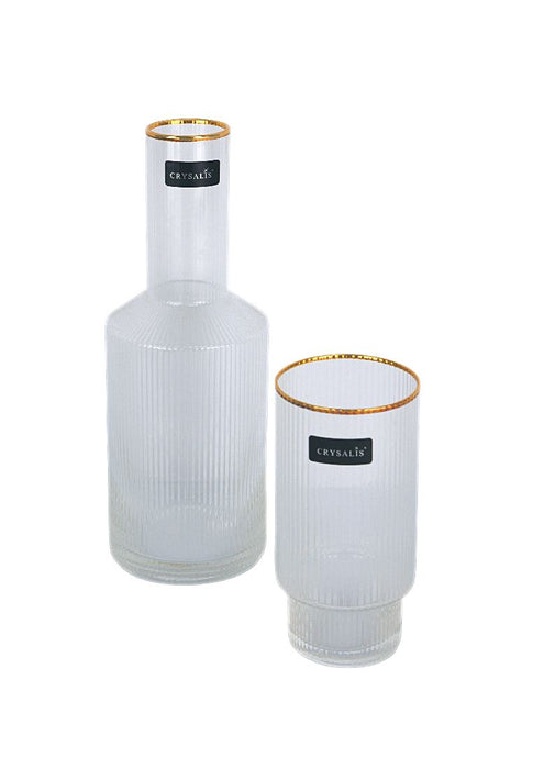 Gold Rim Ripple Carafe with Glass