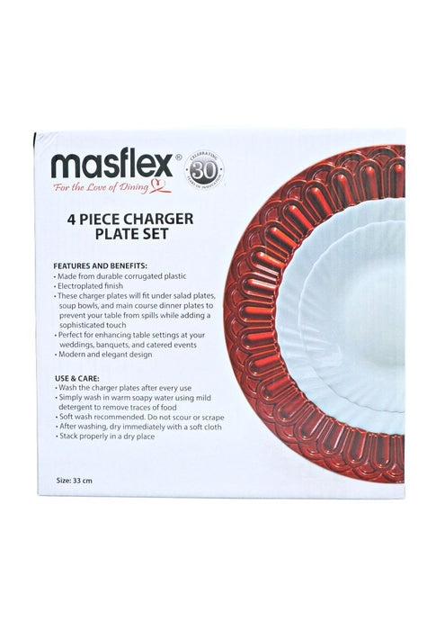 Masflex 4 Piece Baroque Red Charger Plate