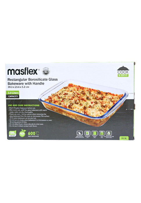 Masflex Oval Glass Bakeware 3L in Gift Box 39 x 24 x 5cm