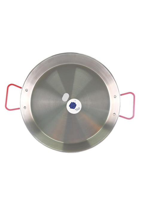 Prism Collection Stainless Paella Pan With Red Handle