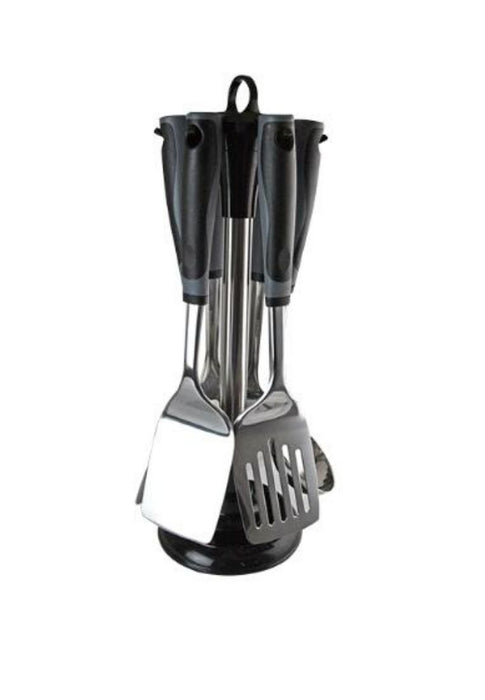 6piece Stainless Utensil Set with Rotating Stand