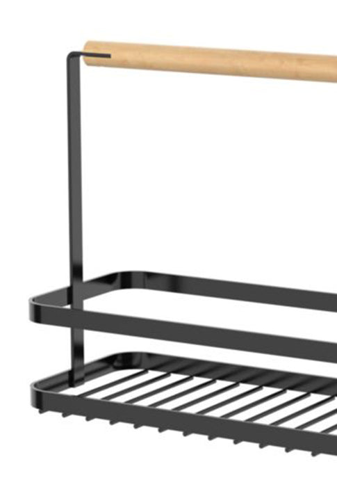 The Neat Project Rogu Glass Basket Metal with Wood Accent 22.4 x 10.4 x 19.4cm