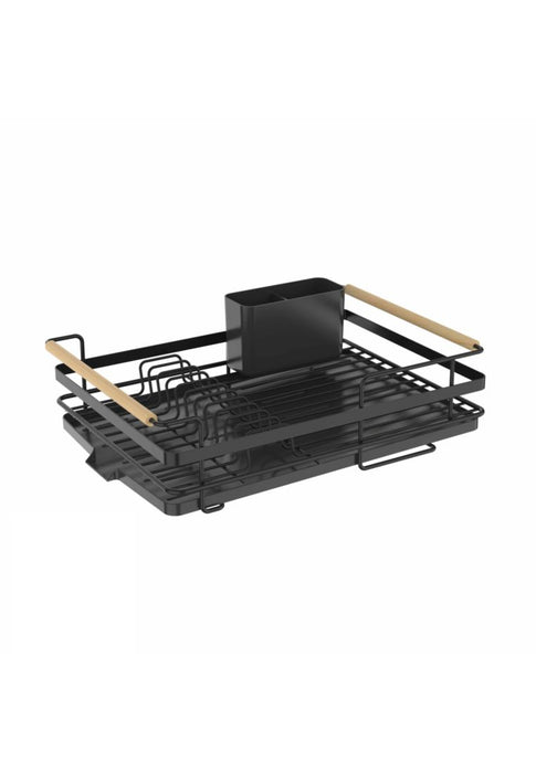 Metal Dish Rack with Wood Accent