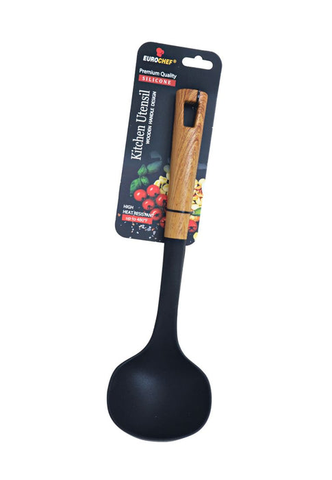 Eurochef Heavy Duty Silicone Soup Ladle With Handle Wood Design