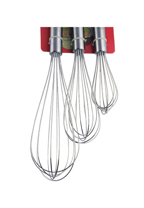 Smart Cook 3 piece Stainless Egg Whisk Set in a Blister Pack