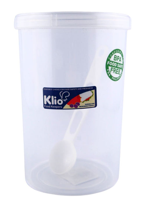 Round Food Keeper Tall with Spoon - Clear