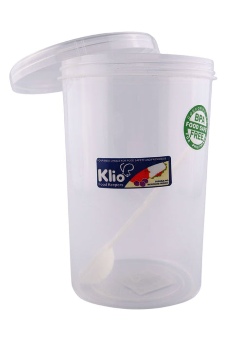 Round Food Keeper Tall with Spoon - Clear