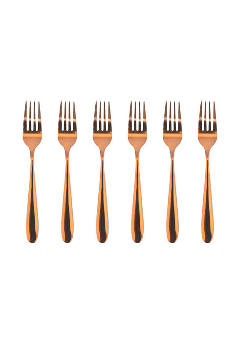6piece Table Fork with Plastic Packaging - Rose Gold