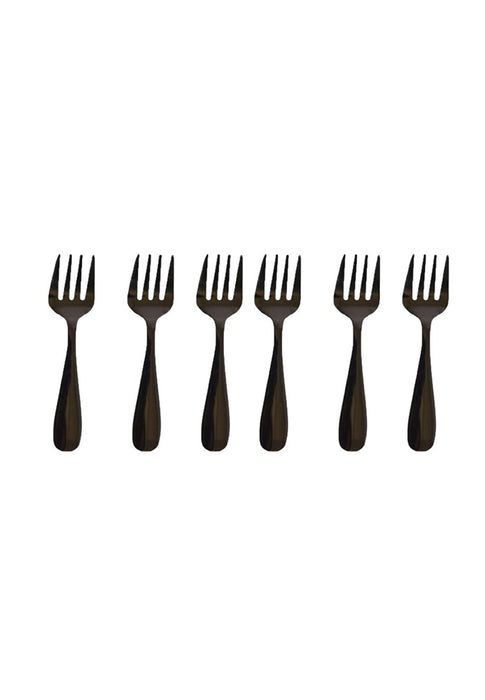 6piece Dessert Fork with Plastic Packaging - Black