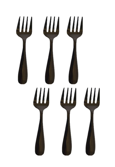 6piece Dessert Fork with Plastic Packaging - Black