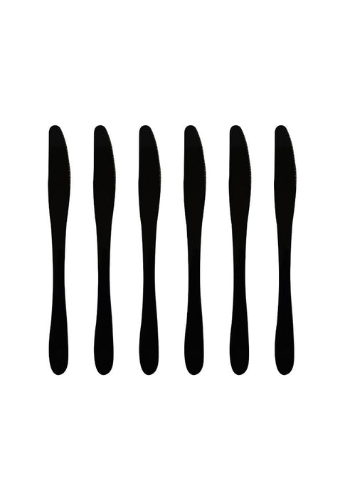 6piece Table Knife with Plastic Packaging - Black