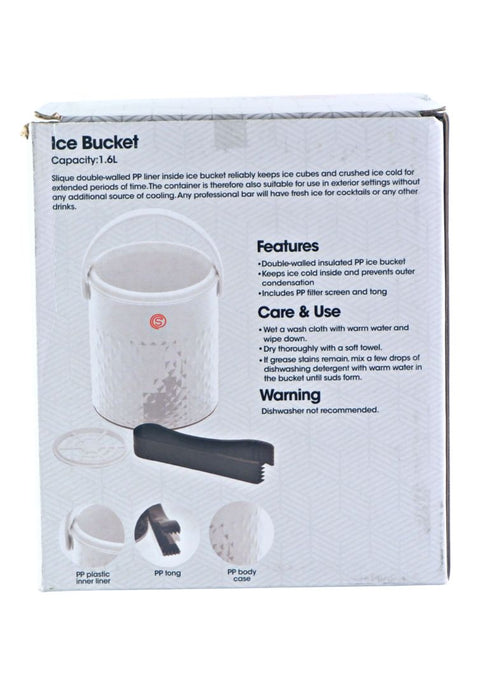 Slique Ice Bucket with PP Lid and Tong - 1.6L