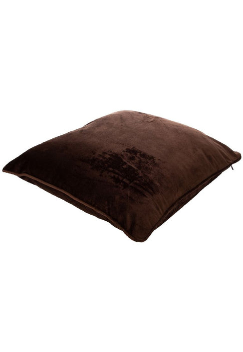 Style & Collection Throw Pillow Case 18 x 18" Velvet Plain Colored - Choco Brown