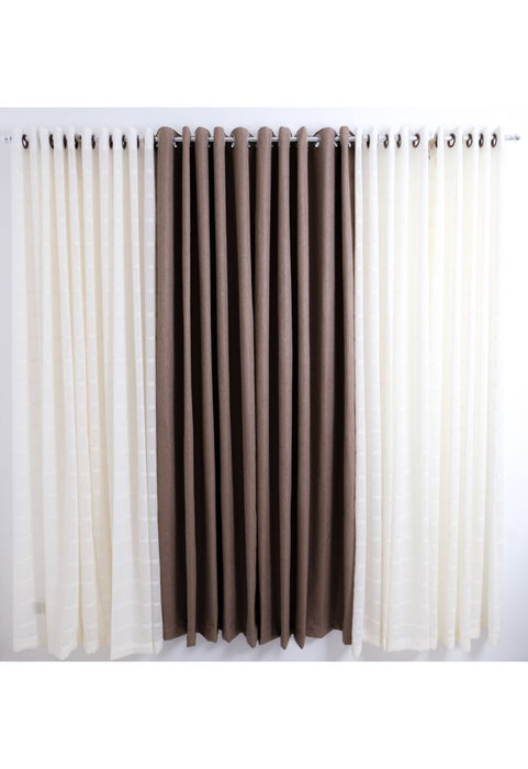 Landmark Window Curtain with 10 Ring Jacquard Plain with Grommets