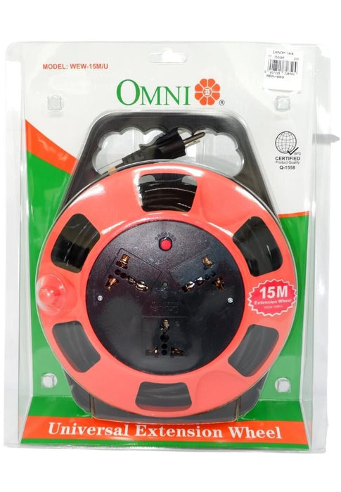 Omni Extension Wheel Cord 2500W 10A 250V - 15M