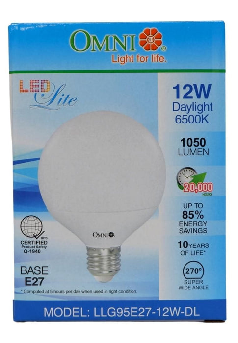 Omni Led Lite G95 Globe Lamp E27 12W D