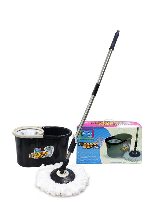 Home Gallery Tornado Mop SMALL Spin-Dry Bucket with 1 Microfiber Mop Head Set | Original Spinner Mop | Floor Mop L40xW22xH23cm (ZT11S)